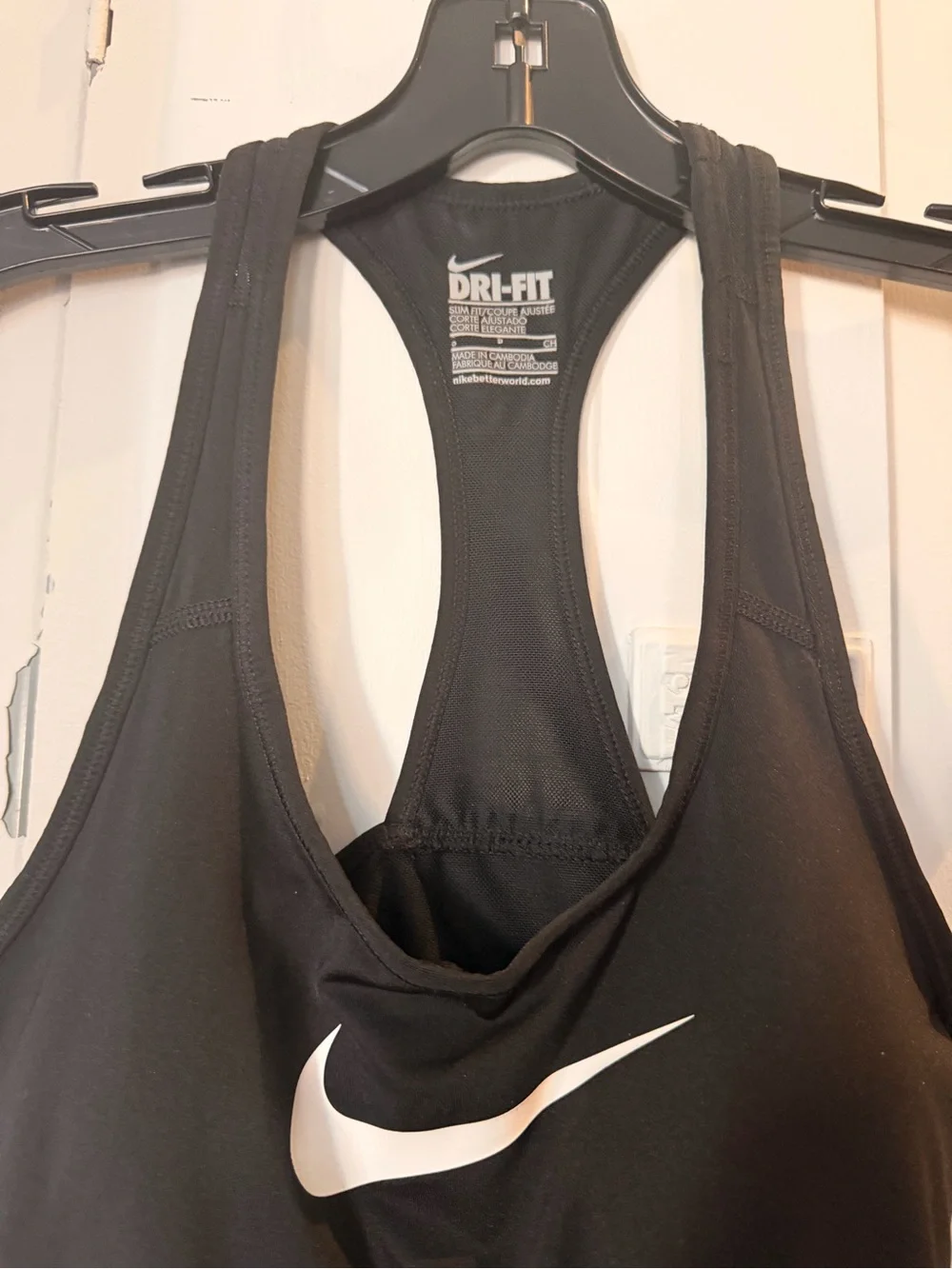 Nike Black Racerback Dri-FIT Tank with White Swoosh